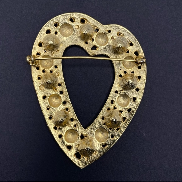 VINTAGE HEART BROOCH with Rhinestones! - Picture 3 of 9